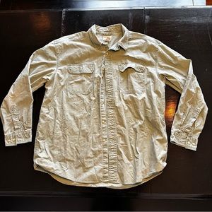 vintage L.L Bean XL Light Green Denim Look 100% Cotton Long Sleeve Button Down